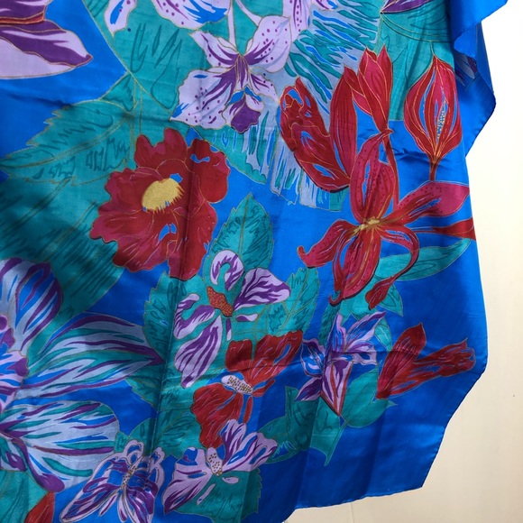 Thai Silk Floral Scarf - Picture 3 of 9